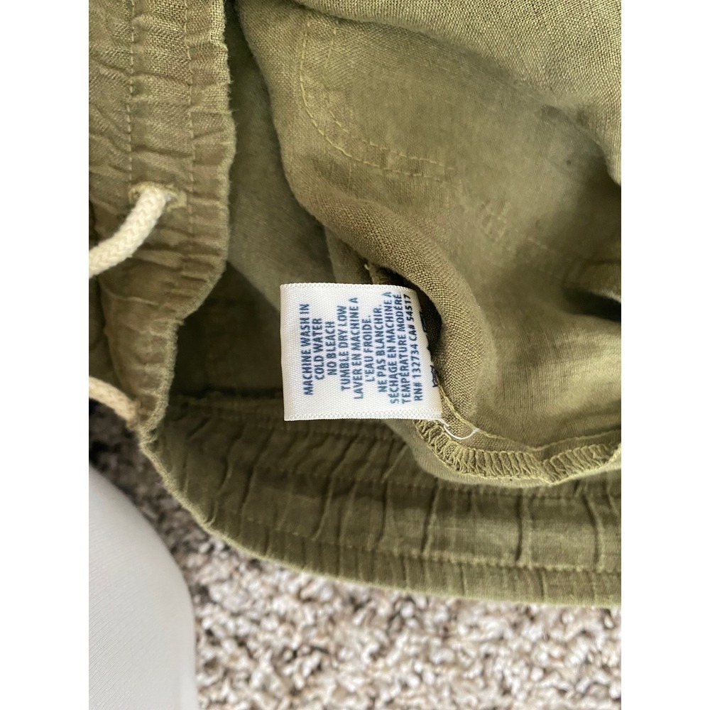 Cloth & Stone Womens Small Olive Green Linen Blend Roll Tab Drawstring Pants - Picture 10 of 10